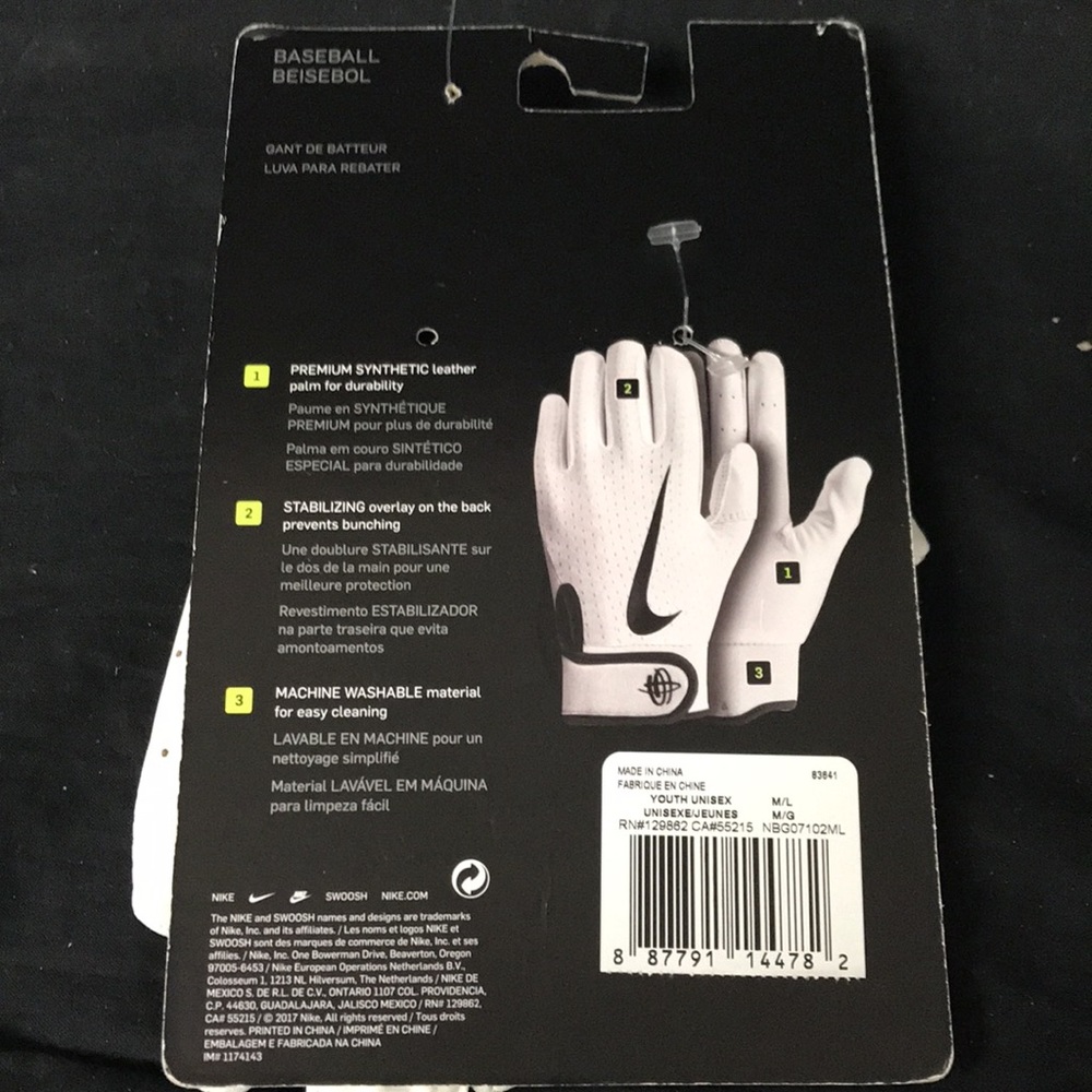 Nike youth unisex T -Ball Huarache Edge Batting Gloves. Sz Medium - Picture 2 of 3